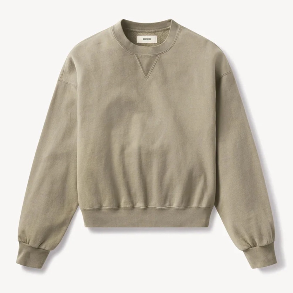 Buck Mason Vintage Olive Crewneck Sweatshirt (Medium)